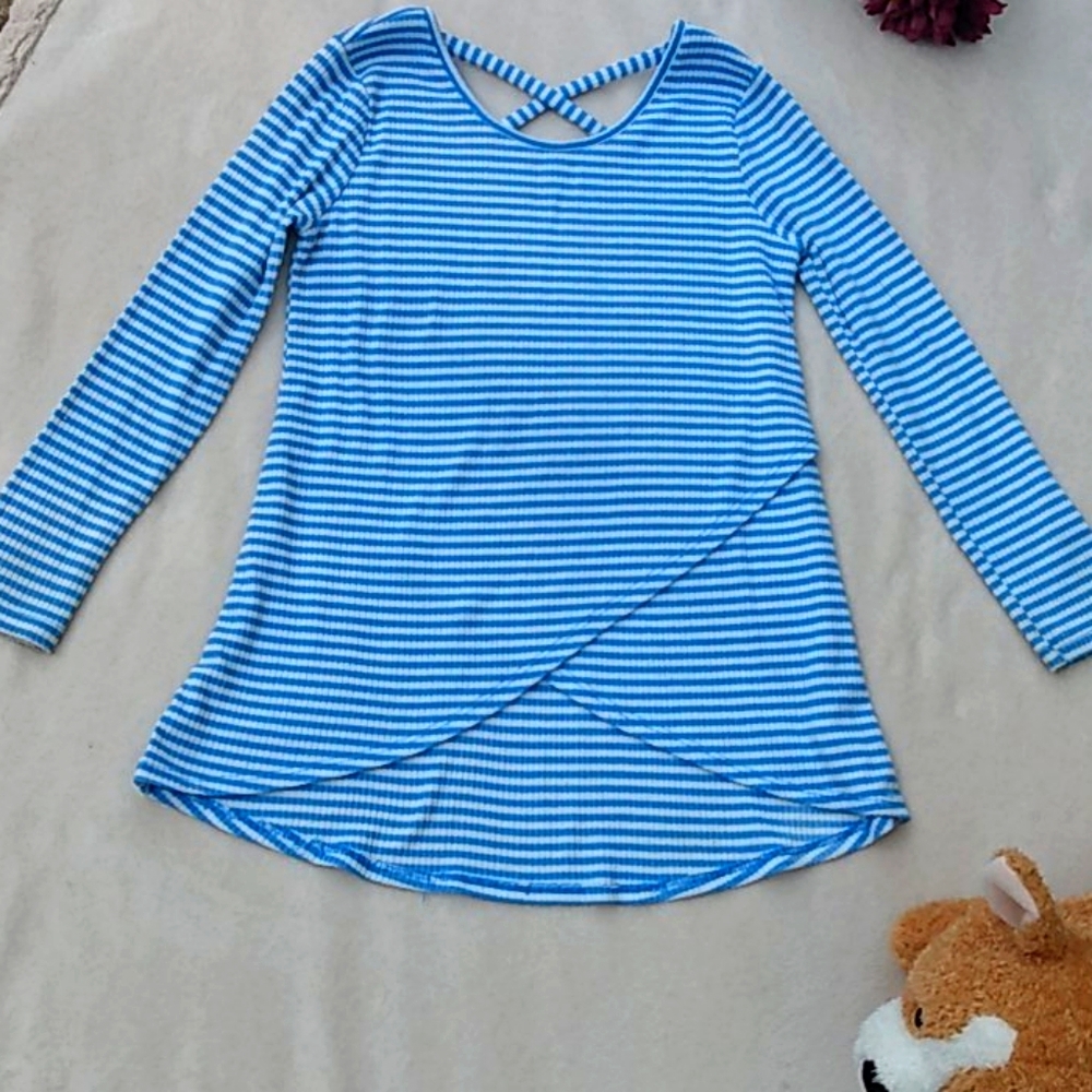 Girls blue/white stripe blouse